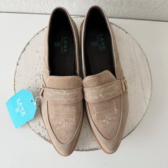 Lane Boots Womens Western Flats 10 MARTINGALE Latte Suede Cowgirl Loafer Slip On - Picture 7 of 13